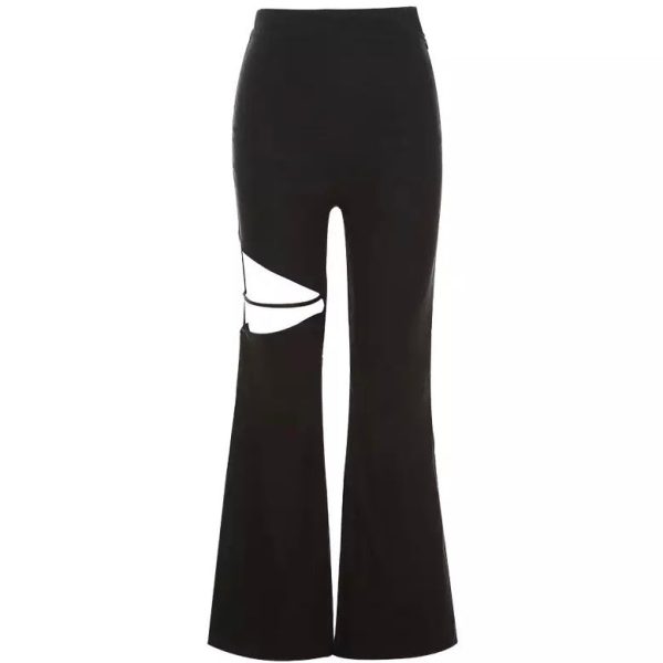 Gothic Thigh-Hole Flare Pants